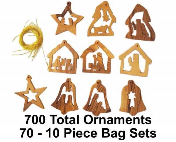 Wholesale Small Nativity Christmas Ornaments | | 10 Assorted in Bag - 700 Ornaments @ $.91 Each