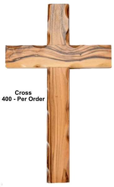 Wholesale Olive Wood 8&ldquo; Wall Crosses - 400 @ $14.20 Each