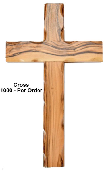 Wholesale Olive Wood 8&ldquo; Wall Crosses - 1,000 @ $12.40 Each