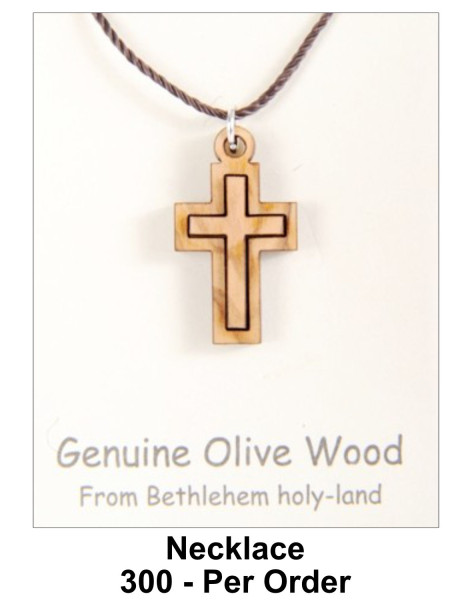 Wholesale Olive Wood Cross Necklaces 1 Inch - 300 @ $1.95 Each
