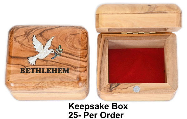Wholesale Dove Mother of Pearl Olive Wood Keepsake Boxes - 25 @ $15.00 Each