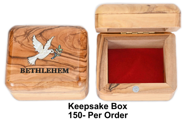 Wholesale Dove Mother of Pearl Olive Wood Rosary Boxes - 150 @ $14.30 Each