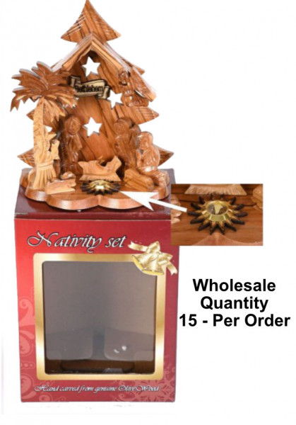 Wholesale Olivewood Nativity Sets with Frankincense - 15 Nativities @ $25.75 Each