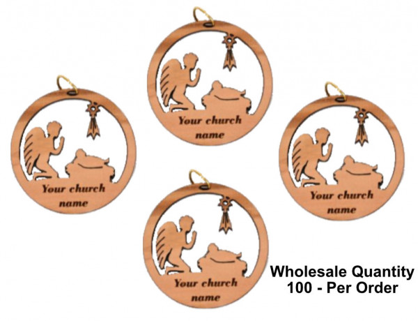 Wholesale Personalized Engraved Olive Wood Ornaments - 100 @ $2.53 Each