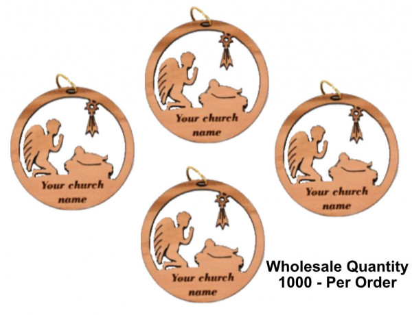 Wholesale Personalized Engraved Olive Wood Ornaments - 1,000 @ $2.05 Each