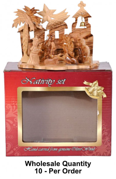 Wholesale Small Olive Wood Nativity Scenes - 10 Nativities @ $36.00 Each