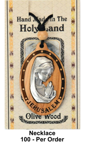 Wholesale Virgin Mary Praying Necklaces 2.25 Inch - 100 Necklaces @ $3.85 Each