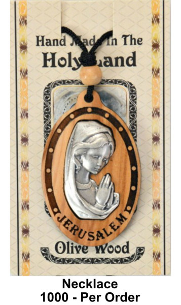 Wholesale Virgin Mary Praying Necklaces 2.25 Inch - 1,000 Necklaces @ $3.38 Each