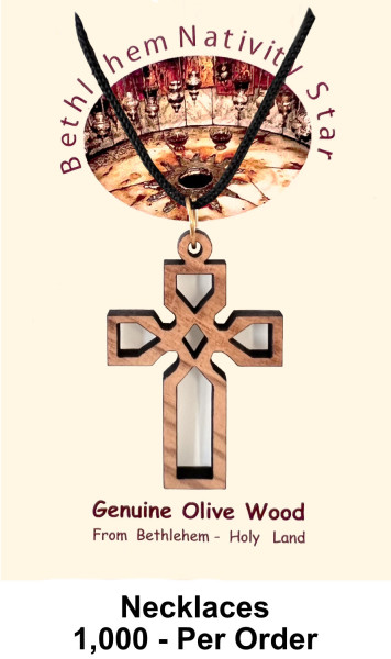 Wholesale Wooden Celtic Crosses Necklaces 1.5 Inch - 1,000 @ $1.65 Each