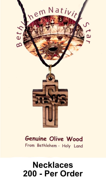Wholesale Wooden JESUS Cross 1 Inch Necklaces - 200 @ $1.95 Each