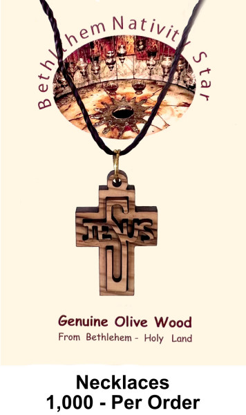 Wholesale Wooden JESUS Cross 1 Inch Necklaces - 1,000 @ $1.65 Each