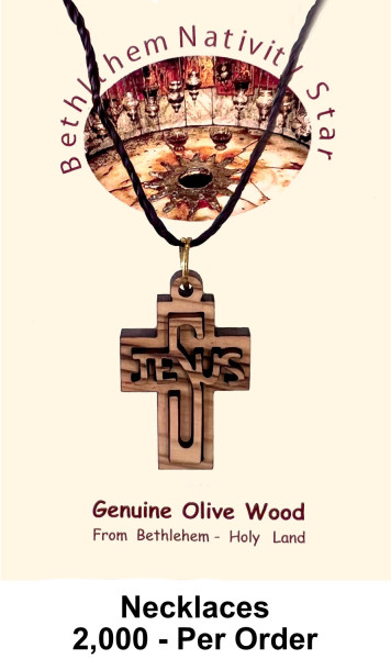 Wholesale Wooden JESUS Cross 1 Inch Necklaces - 2,000 @ $1.60 Each