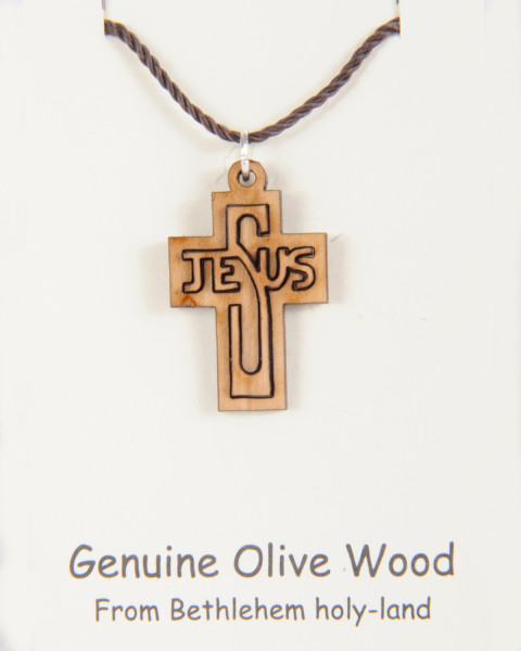 Wholesale Wooden JESUS Cross 1 Inch Necklaces - 150 @ $1.95 Each