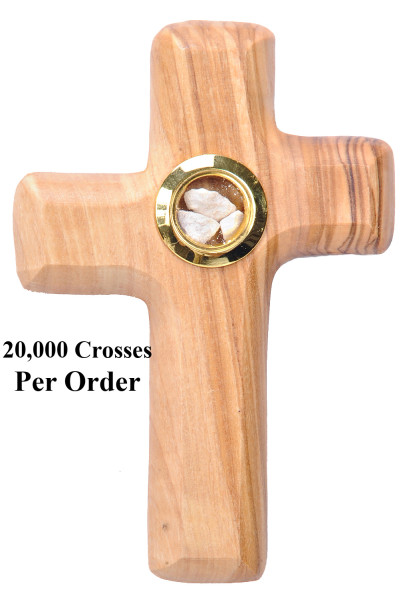 Wooden Comfort Cross with Holy Land Stones Wholesale - 20,000 Crosses @ $5.30 Each