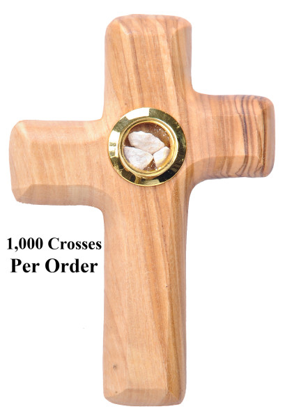 Wooden Comfort Cross with Holy Land Stones Wholesale - 1,000 Crosses @ $5.90 Each