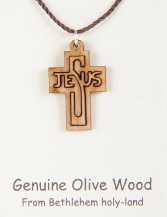 Wholesale Wooden JESUS Cross 1 Inch Necklaces - 3,000 @ $1.55 Each
