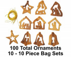 Small Nativity Christmas Ornaments |10 Assorted in Bag