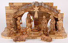 13 Piece Arched Roof Olive Wood Nativity Set