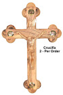 Carved Olive Wood Crucifix with Holy Land Relics 13 Inches
