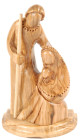 Contemporary Modern Art Holy Family Statue in Olive Wood 7 Inch Tall