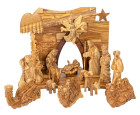 Olive Wood Nativity Set 16 Piece with Stable, Angel, Animals