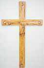 Large 30 Inch Unique Olive Wood Wall Cross with Relics