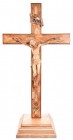 Large 4 Feet 4 Inch Standing Olive Wood Crucifix with Holy Land Soil