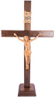 Large 6 Feet 4 Inches Standing Walnut and Olive Wood Crucifix