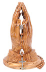 Large Catholic Praying Hands Statue with Rosary 8 Inches