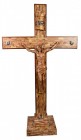 Large Standing Solid Olive Wood with Relics 6 Feet 4 Inches Crucifix