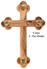 Olive Wood 11" Wall Cross with 4 Articles