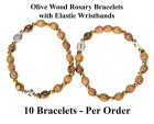 Olive Wood Elastic Rosary Bracelets 7.5 Inches
