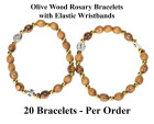 Olive Wood Elastic Rosary Bracelets 7.5 Inches