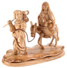 Olive Wood Statue Holy Family Flight Into Egypt 8 Inches