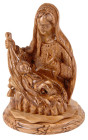 Olive Wood Statue of the Virgin Mary Holding Baby Jesus 8.5 Inch