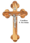 Small Olive Wood Wall Crucifix 6.5 Inches Tall