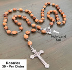 Wholesale Olive Wood Rosaries with Holy Land Soil