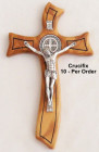 Wholesale Saint Benedict Olive Wood Wall Crucifixes 6.75 Inches