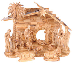 15 Piece Very Large Olive Wood Nativity Set [Stable8Figures8A2]