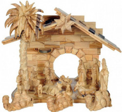 16 Piece Exquisite Olive Wood Nativity Scene Set [Stable5Figures3J]