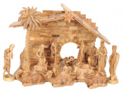 18 Piece Church Size Olive Wood Nativity Set [Stable8Figures8U]
