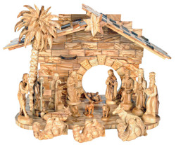 19 Piece Large Indoor Nativity with Stable and Animals [Stable7Figures7J]