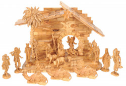 23 Piece Olive Wood Large Nativity Set from Holy Land [Stable8Figures9C]