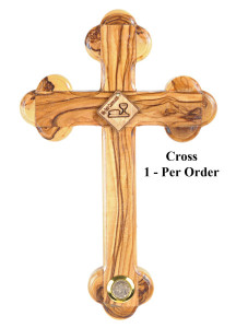 First Communion Olive Wood Wall Cross 8.5 Inches [HLT551013G]