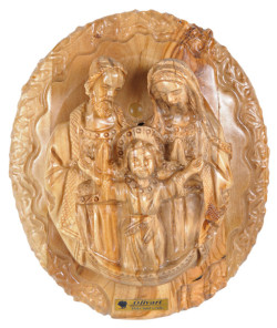 Holy Family Olive Wood Wall Plaque 6 Inch [HLT202310]