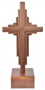 Large 3 Foot Free Standing Contemporary Walnut Cross [HLT1098]