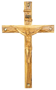 Large 30 Inch Wall Crucifix with 4 Holy Land Articles [HLT1095]