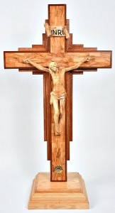 Large 4 Foot Free Standing Contemporary Crucifix with Holy Land Soil [HLT1085]
