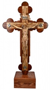 Large 4 Foot Standing Contemporary Byzantine Crucifix with Relics [HLT749]