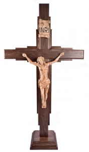 Large 6 Feet 4 Inches Standing Contemporary Carved Wooden Crucifix [HLT1040]